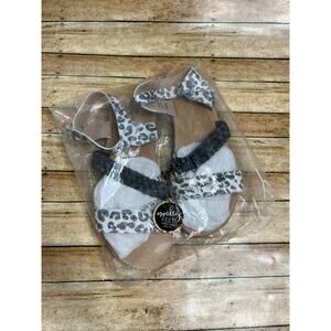 Monkey Feet Women's Black Leopard Leather Sandals Size 39 NEW